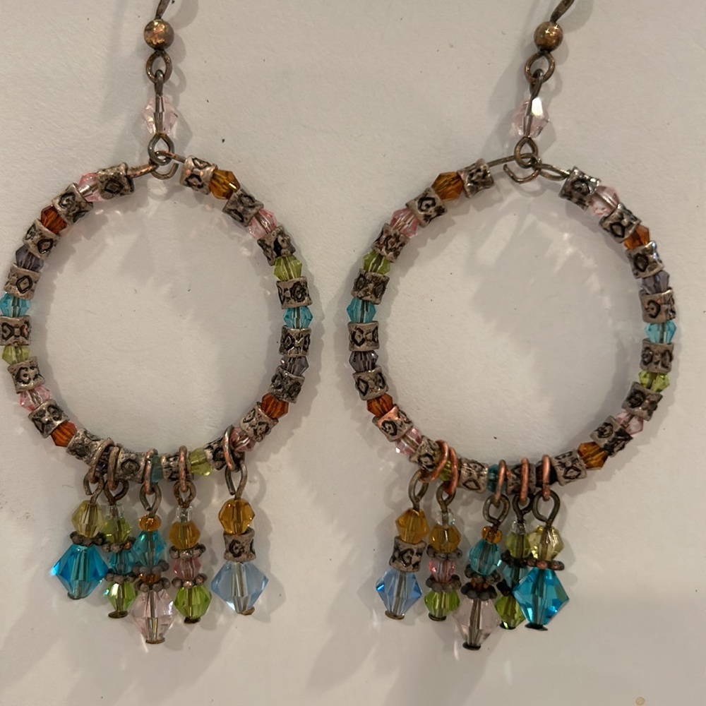 Vintage Beaded Hoop Earrings